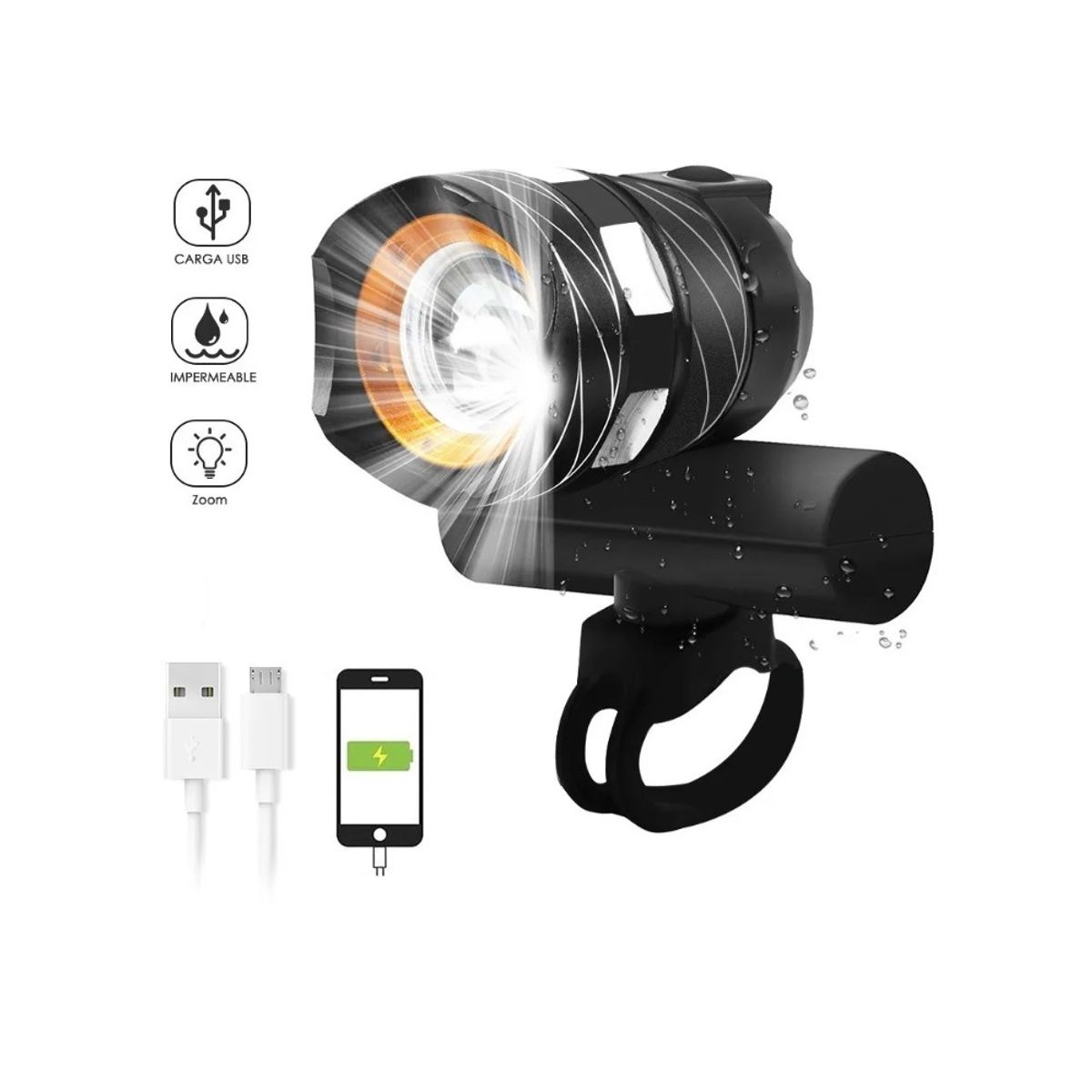 GENERICO - Luces De Bicicleta Delantera Faro Led Impermeable 3500 Lumen