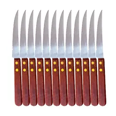 GENERICO - Cuchillo de carne mango de madera set de 12 unidades