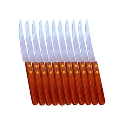 GENERICO - Cuchillo de carne mango de madera set de 12 unidades