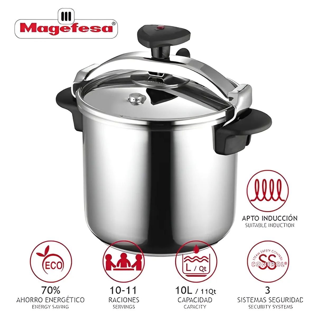 MAGEFESA - Olla A Presion Magefesa Star 10 Litros Acero Inoxidable