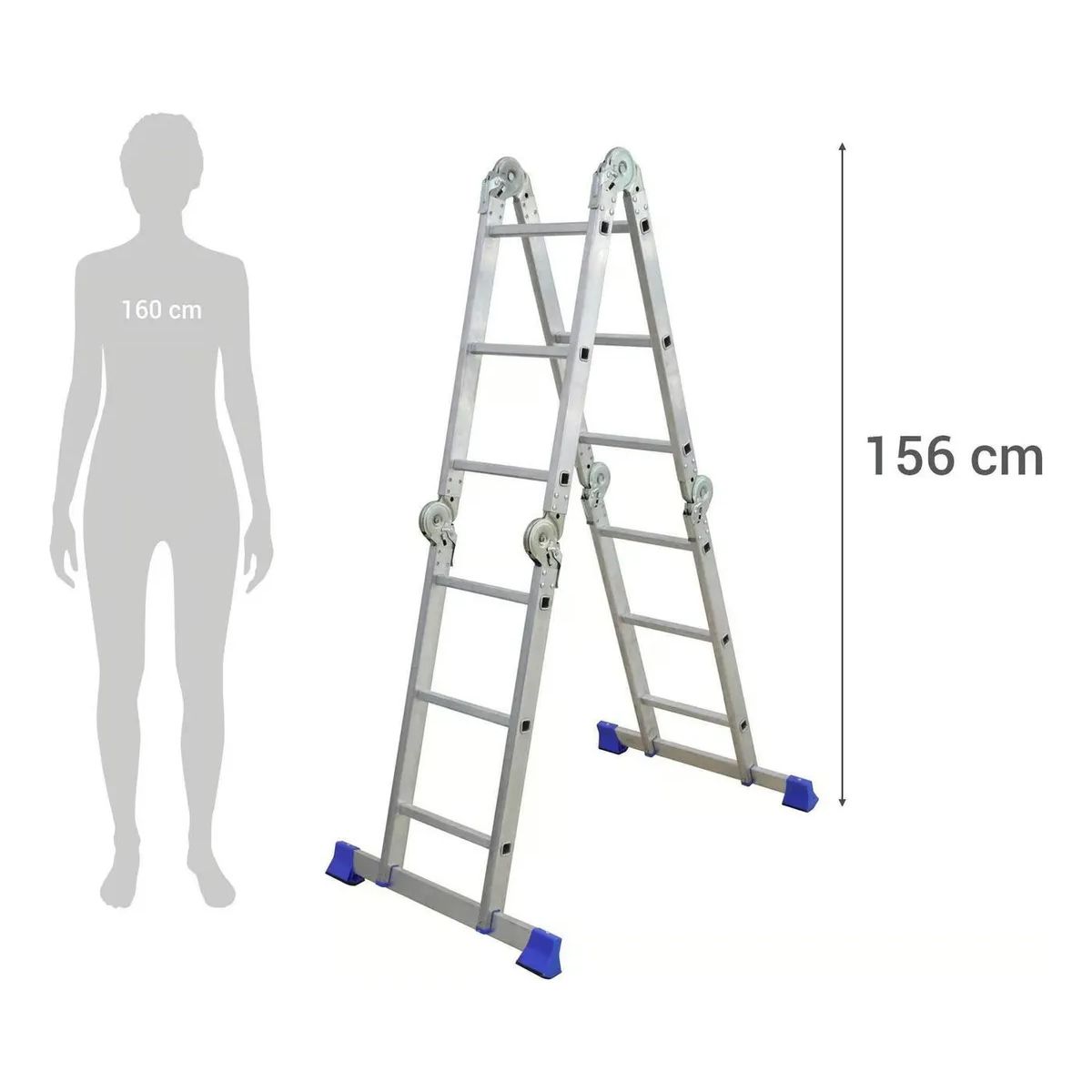  - Escalera Multifuncional Multiproposito Articulada 4x3 12 Peldaños Plegable