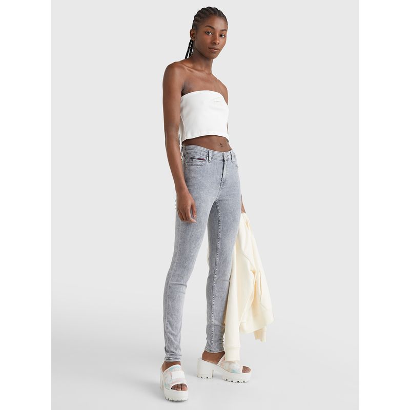 TOMMY HILFIGER - Jeans Nora De Talle Medio Skinny Gris Tommy Jeans