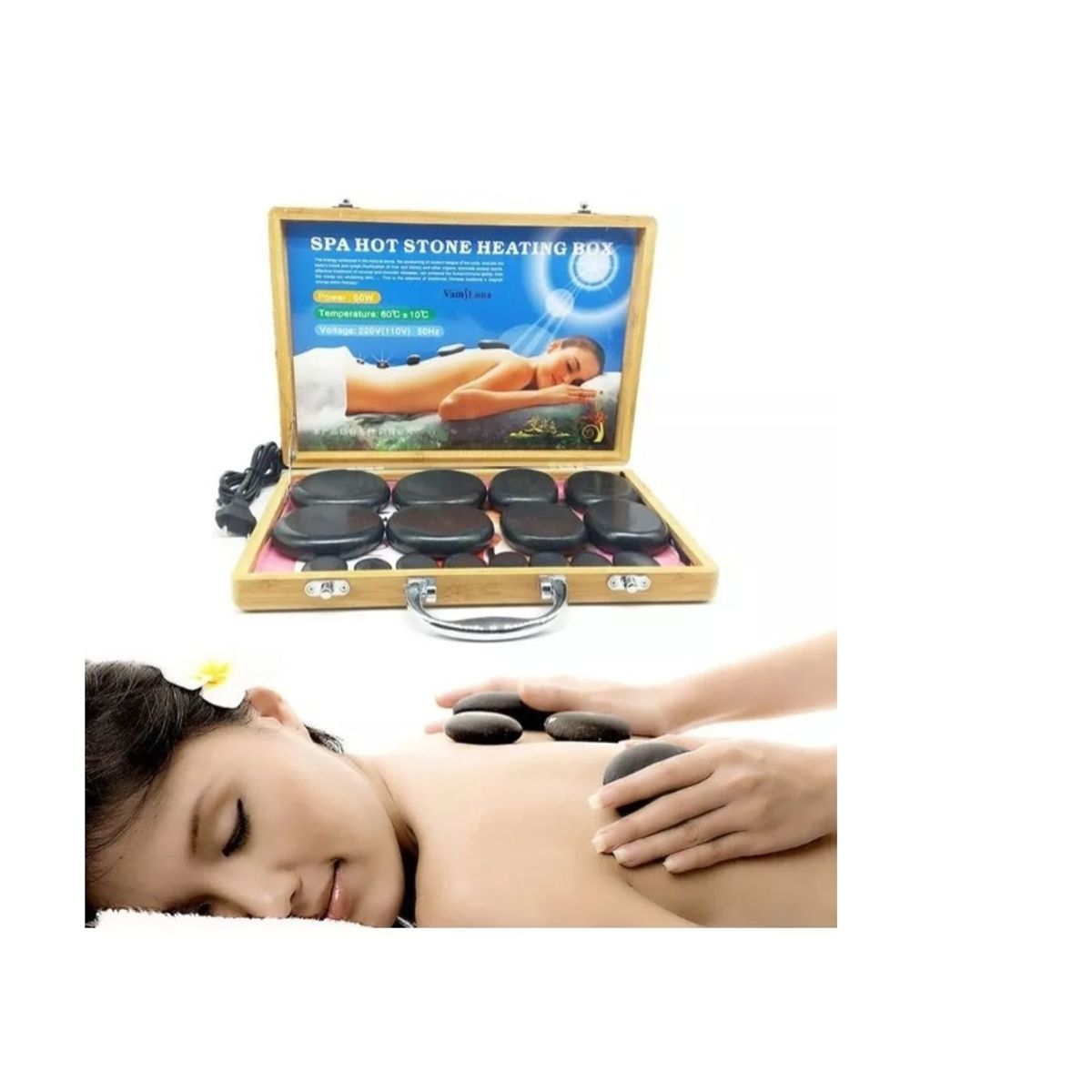 GENERICO - Piedra Para Masajes Calentador De Piedras Calientes 16 Pcs