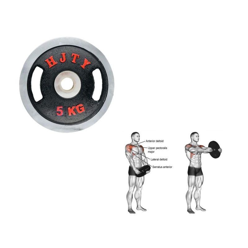 GENERICO - Pesa Disco Para Mancuerna 5 Kg Hierro Fundido Cromado Gym