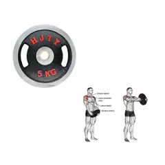 GENERICO - Pesa Disco Para Mancuerna 5 Kg Hierro Fundido Cromado Gym