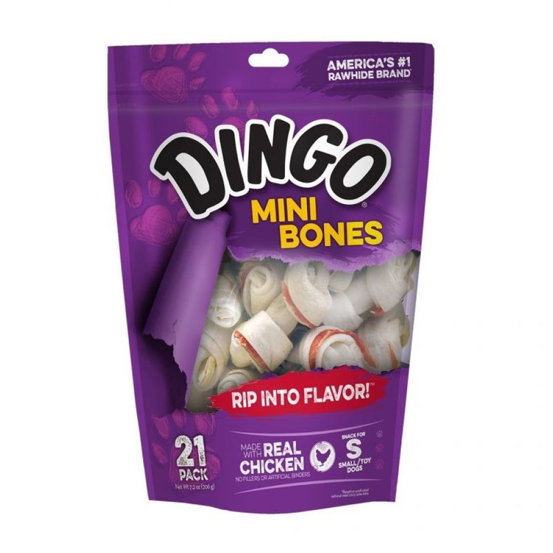 DINGO - Dingo Snack Mini Bones Perro, 21 Und