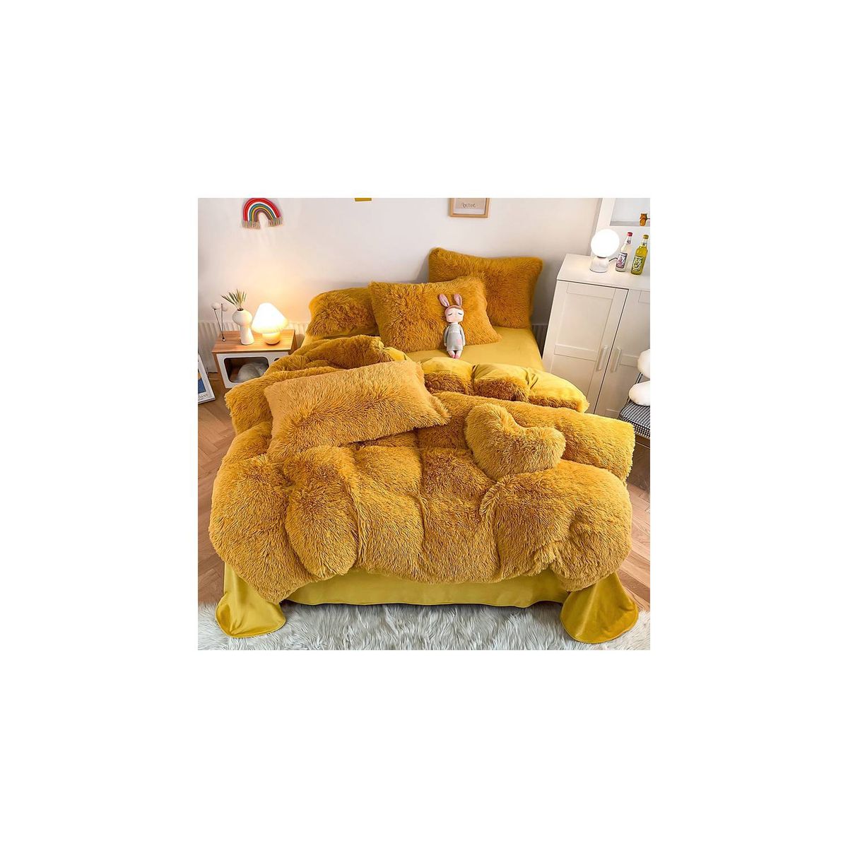 GENERICO - Cobertor Peludo Cama King - Mostaza