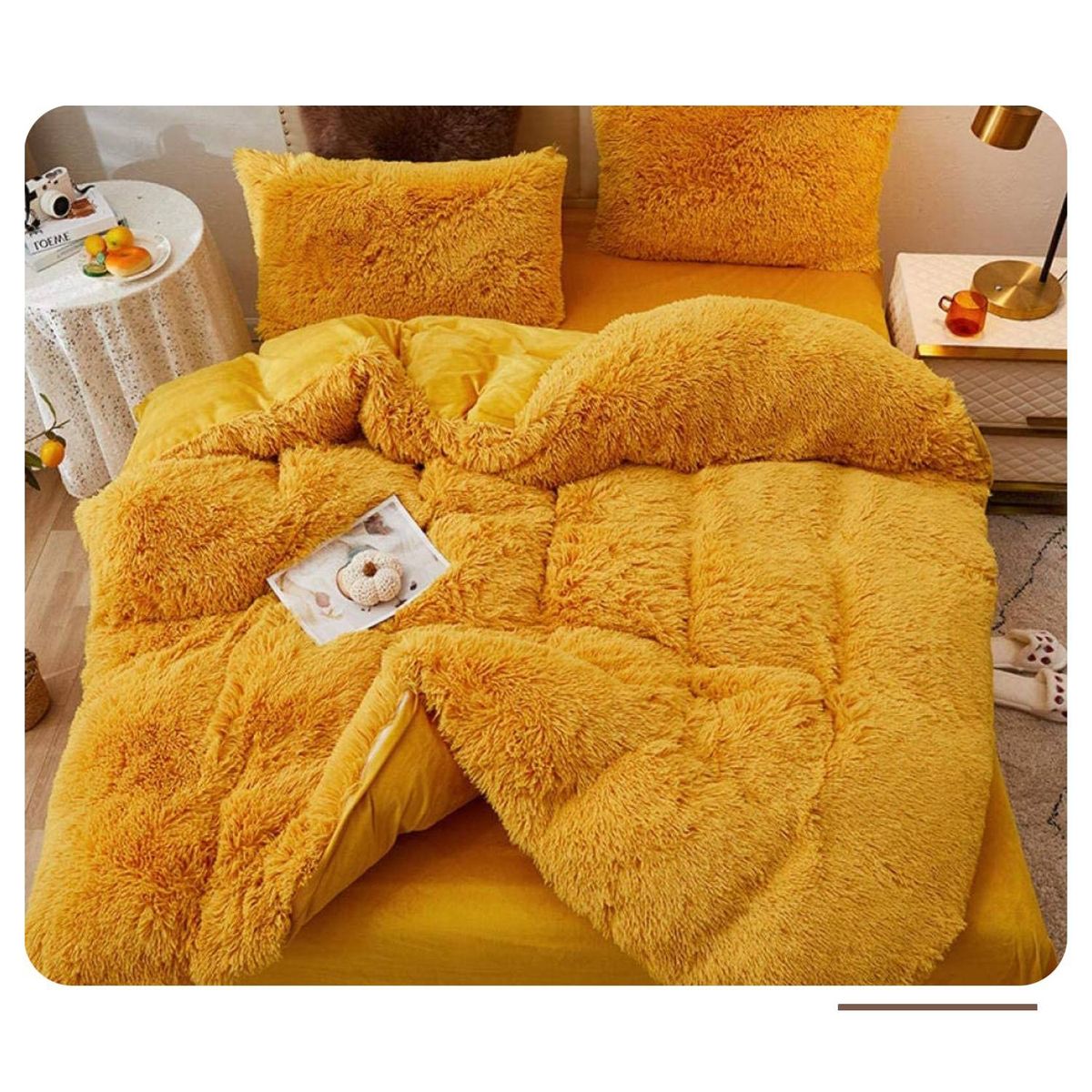 GENERICO - Cobertor Peludo Cama King - Mostaza