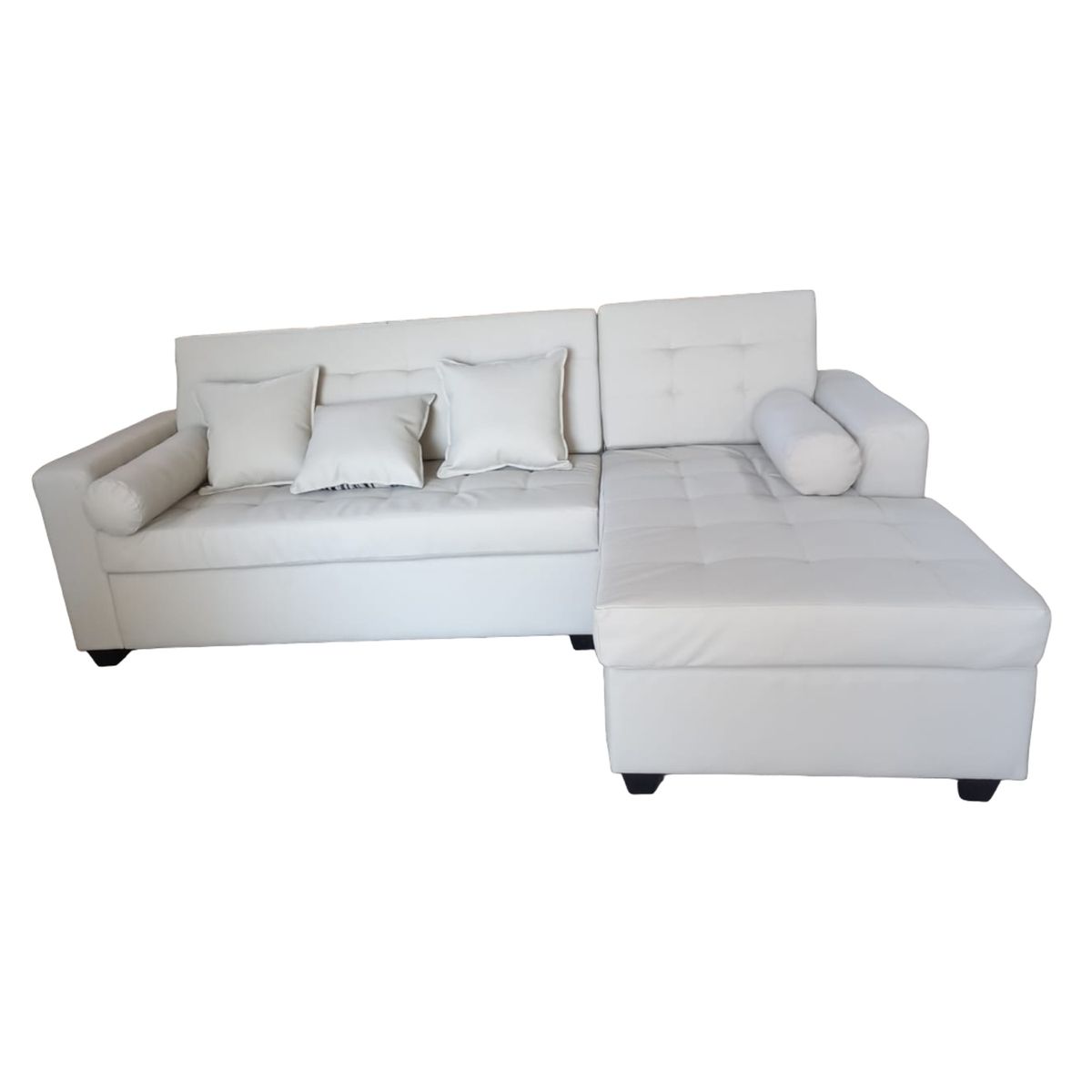 MUEBLERIA LATINA - SECCIONAL PU ECOCUERO LATINA DERECHO BLANCO