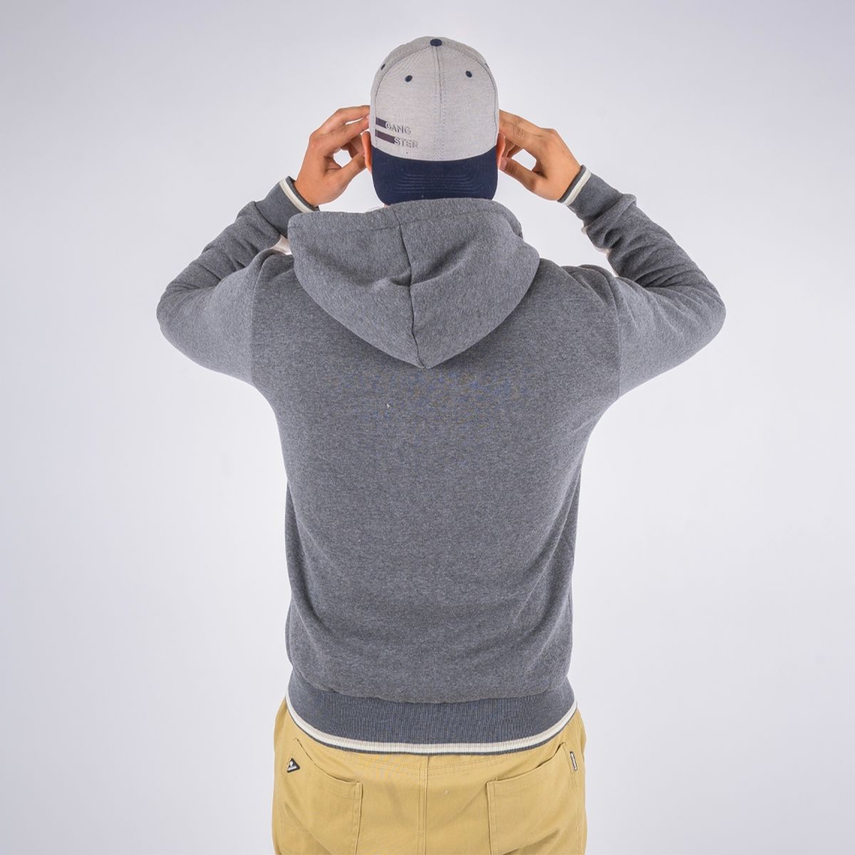 GANGSTER - Polerón Fullzipper Fleece Cord Gris Gangster