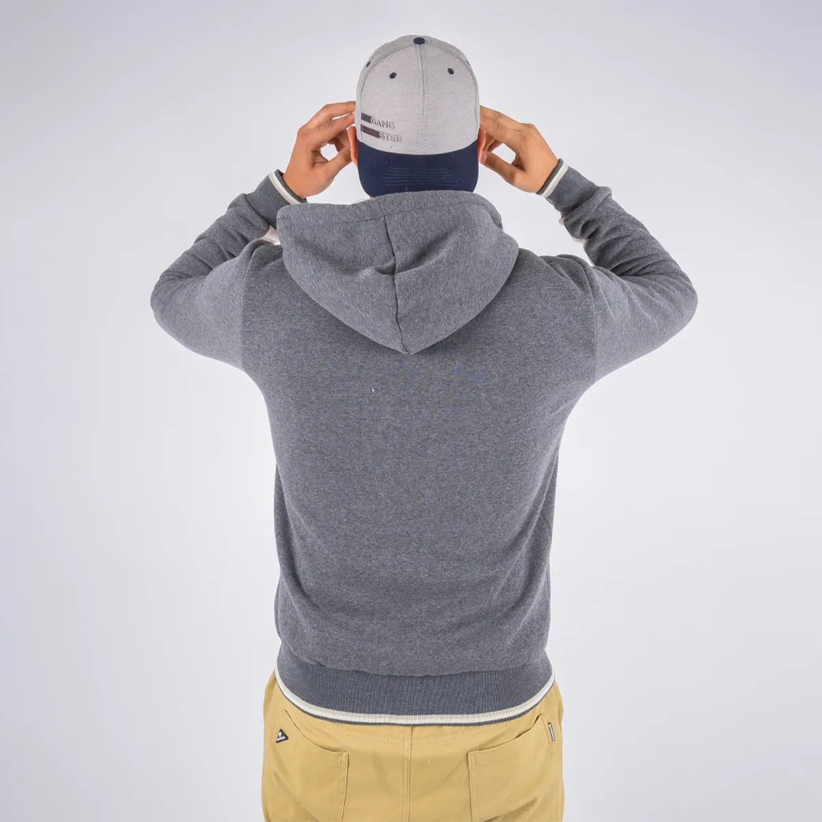 GANGSTER - Polerón Fullzipper Fleece Cord Gris Gangster