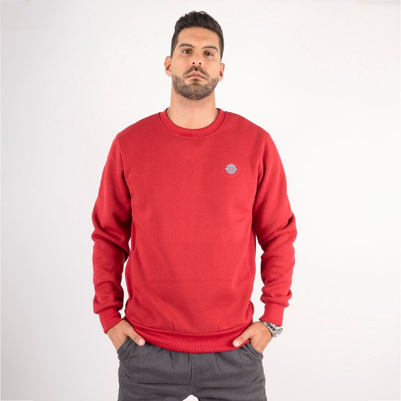 GANGSTER - Polerón Crew Fleece Crucial Rojo Gangster