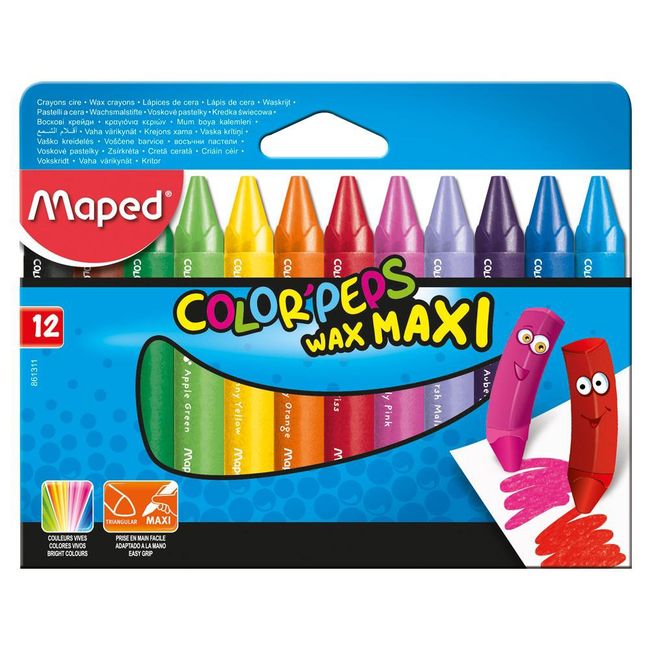 MAPED - Maxi Lápices de Cera 12 Colores Maped