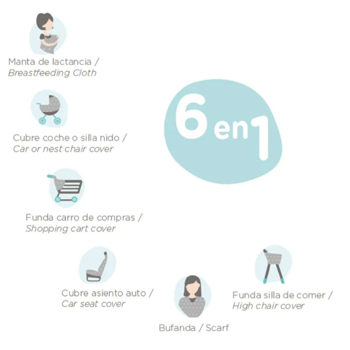 BAMBINO - Manta de lactancia 6 en 1 para bebés