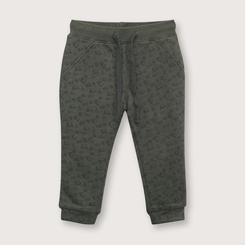 OPALINE - Pantalón buzo de niño full print verde 06M a 4A