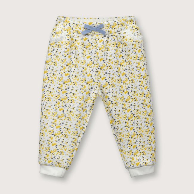 OPALINE - Pantalón buzo de niña esencial full print amarillo 06M a 4A