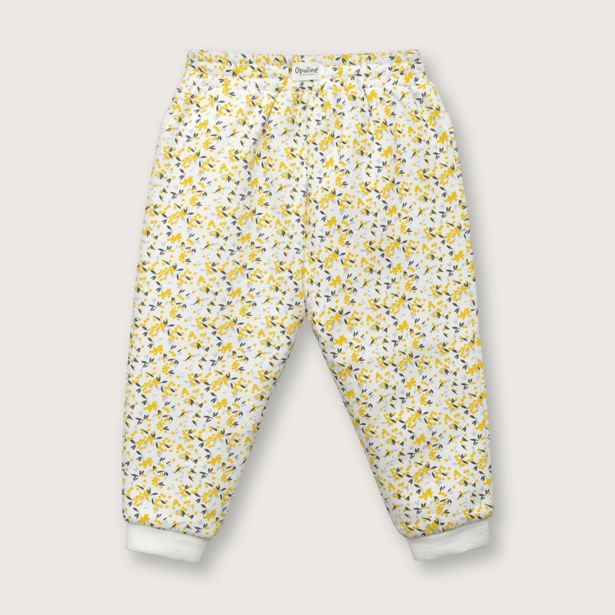 OPALINE - Pantalón buzo de niña esencial full print amarillo 06M a 4A