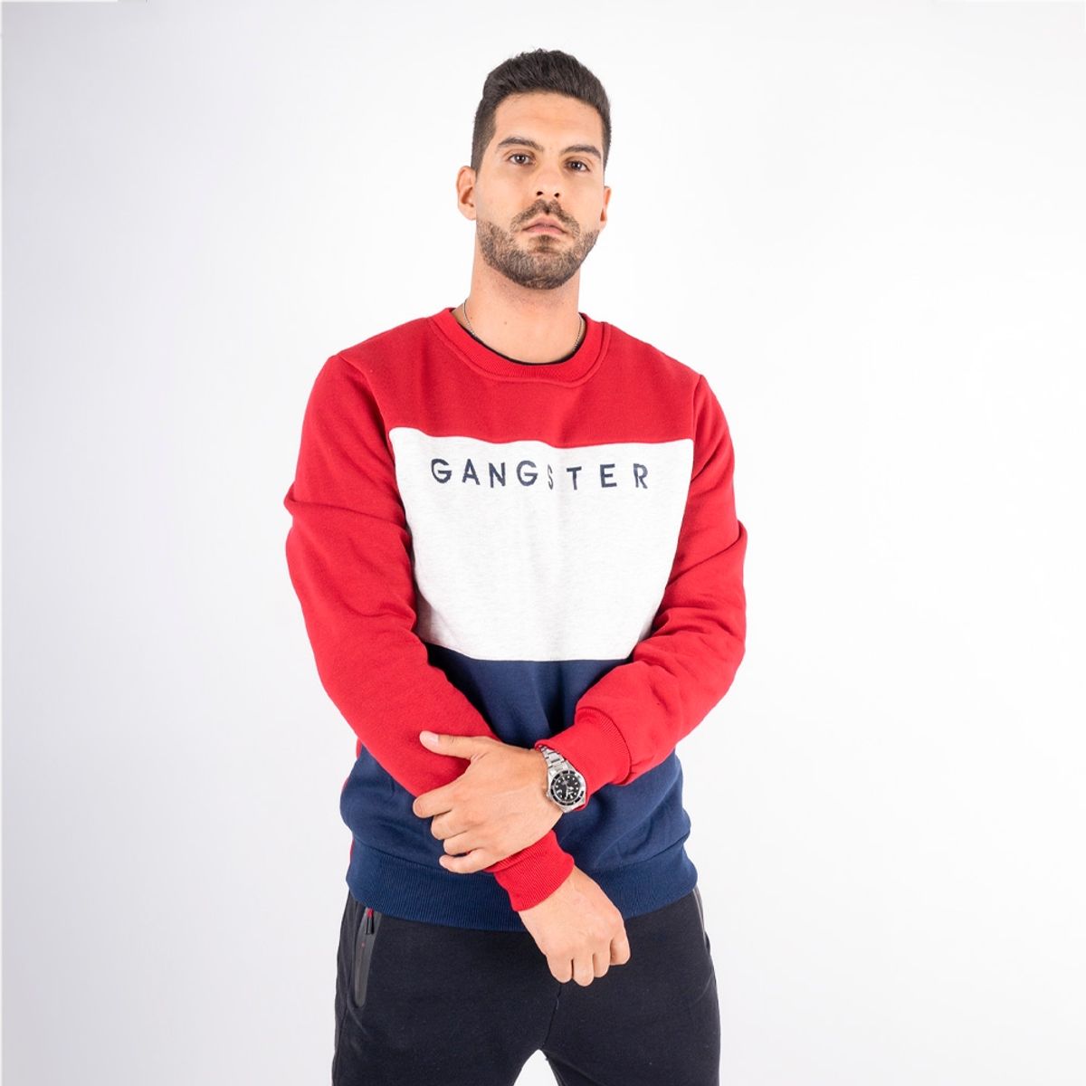 GANGSTER - Polerón Crew Fleece Fundamental Rojo Gangster