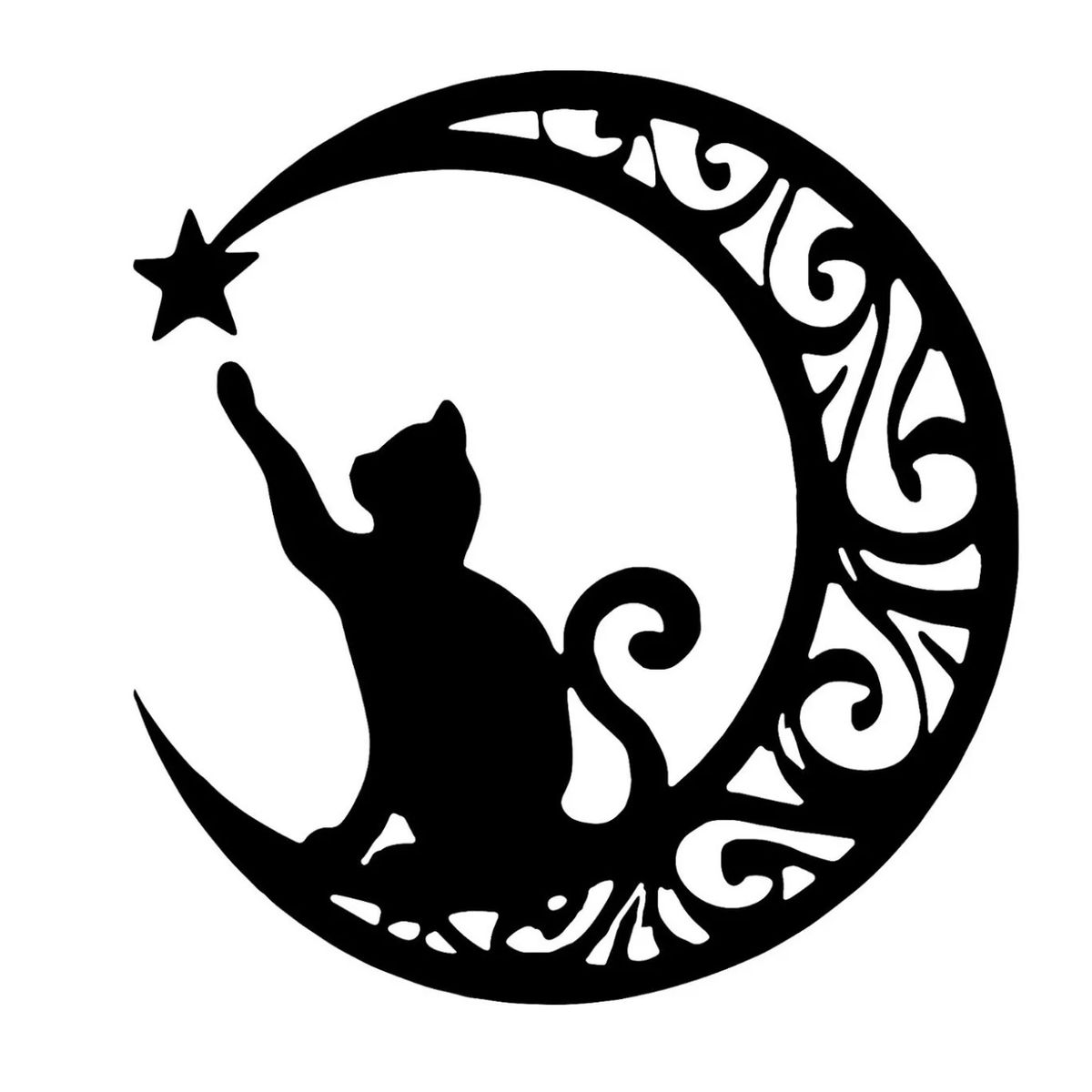 GENERICO - Cuadro Decorativo  Figura Gato  Luna Mdf  39*36cm