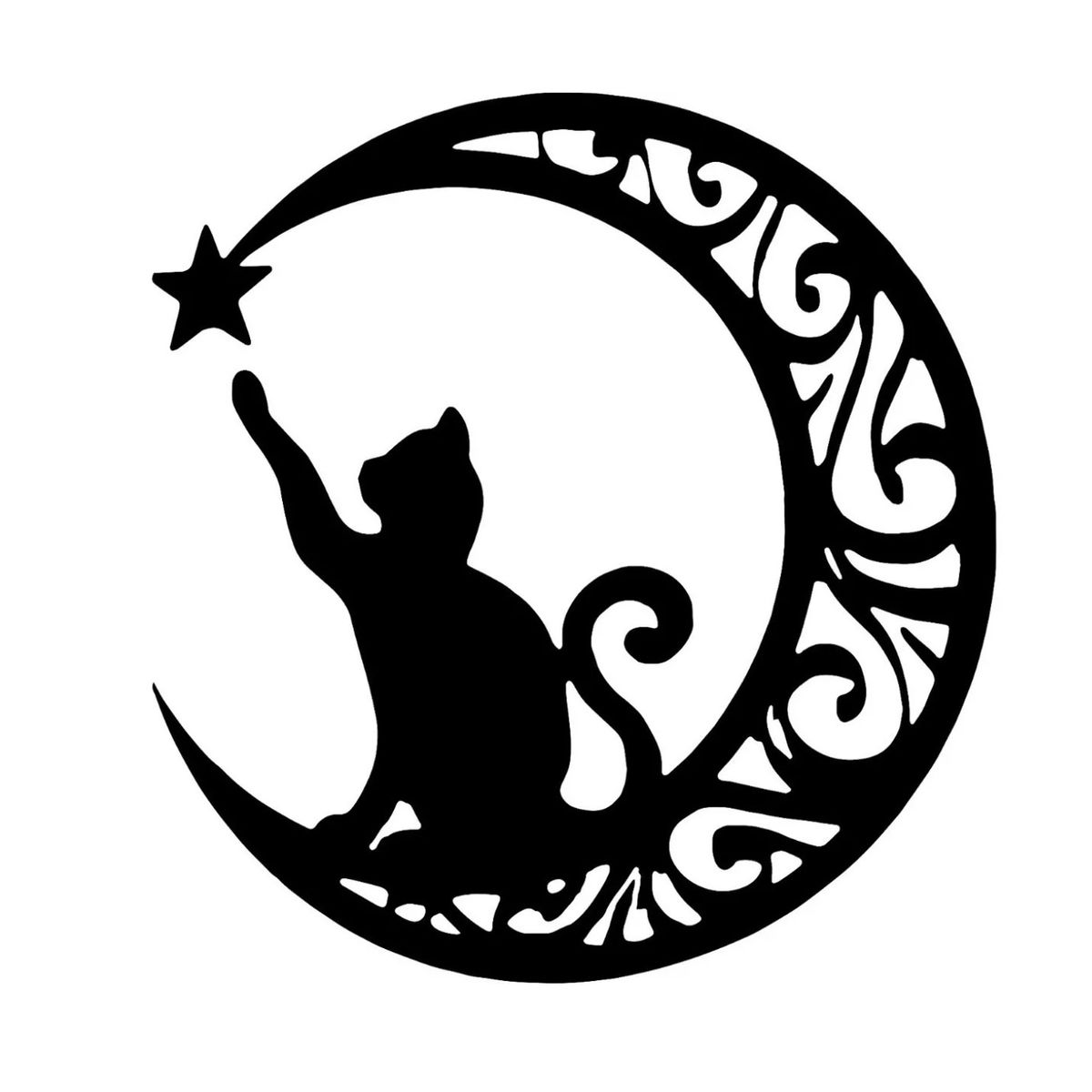 GENERICO - Cuadro Decorativo  Figura Gato  Luna Mdf  39*36cm