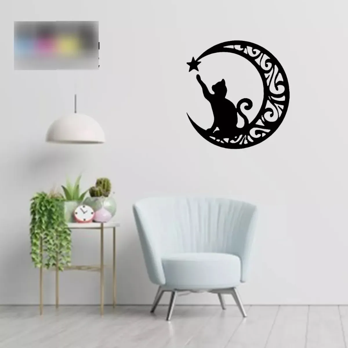 GENERICO - Cuadro Decorativo  Figura Gato  Luna Mdf  39*36cm