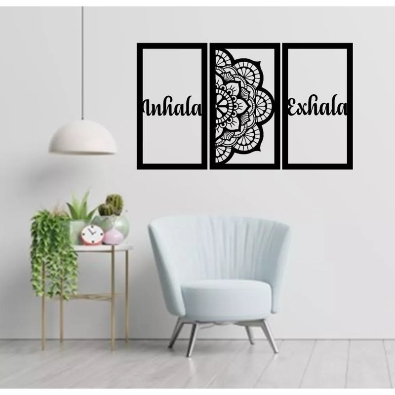 GENERICO - Cuadros Decorativos Inhala y Exhala  en Madera MDF Pack 3ud