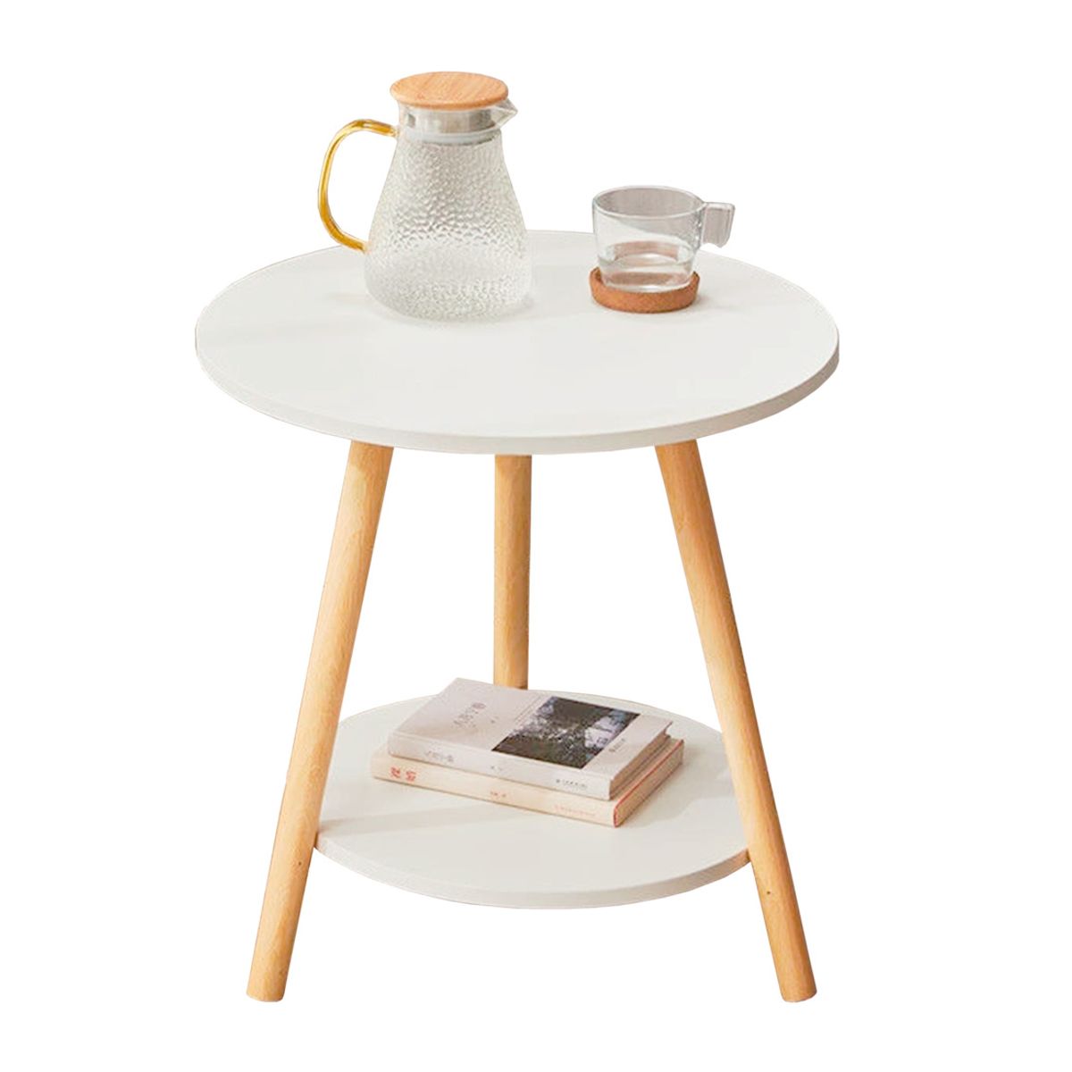 GENERICO - Mesa Decorativa Redonda De Dos Niveles Para Living 50x50 cm