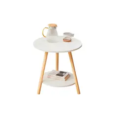 GENERICO - Mesa Decorativa Redonda De Dos Niveles Para Living 50x50 cm