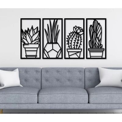 Imagen 2 del producto Cuadros Plantas Cactus 35x20 cm en Madera MDF Pack 4ud