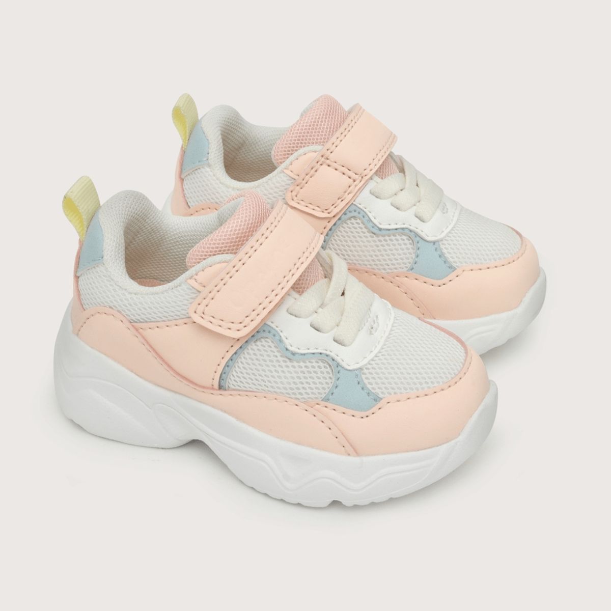 OPALINE - Zapatilla urbana de niña chunky velcro elástico rosado (20 a 29)
