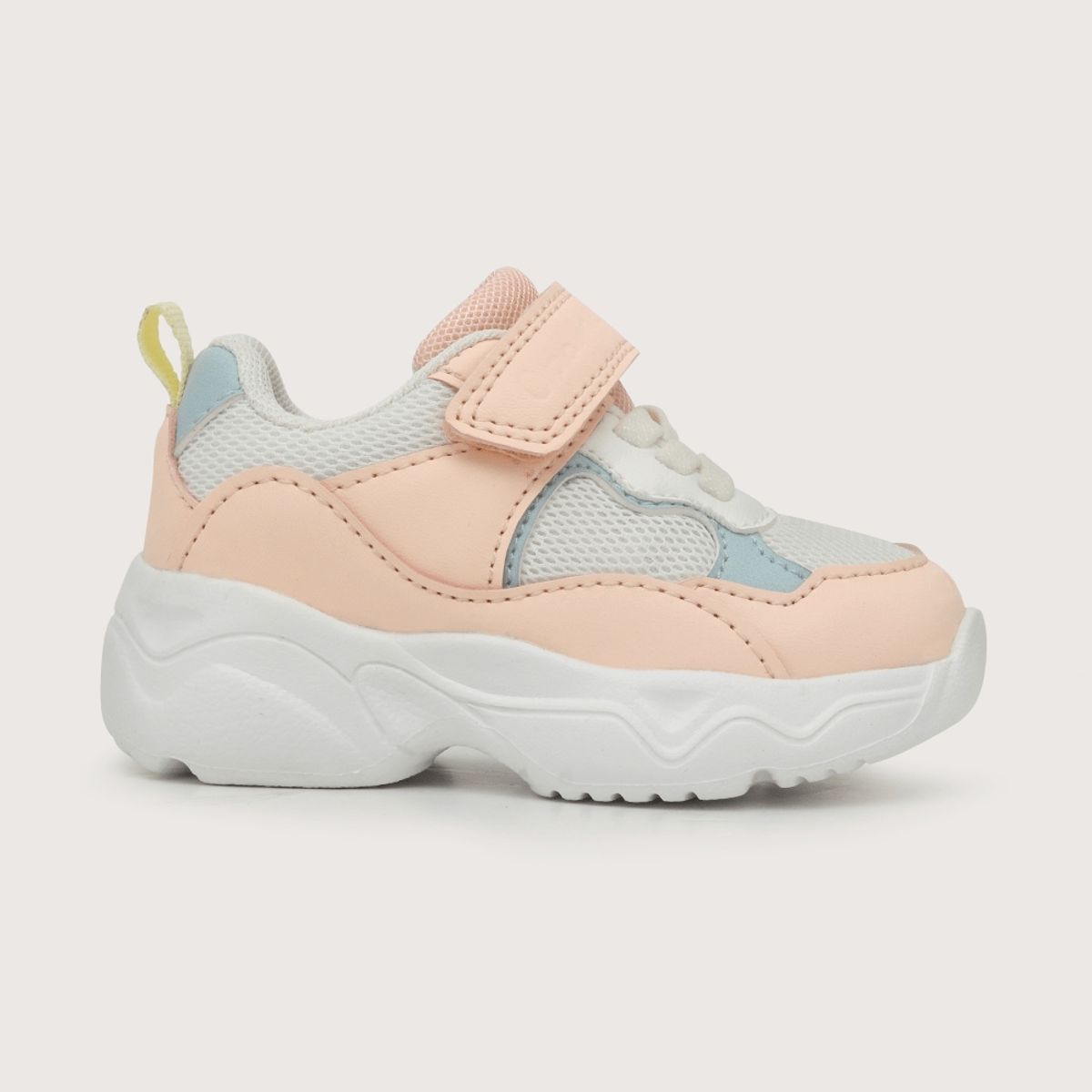 OPALINE - Zapatilla urbana de niña chunky velcro elástico rosado (20 a 29)