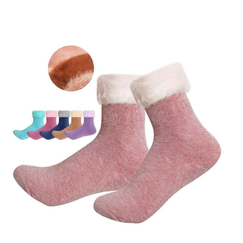 EVERSO - Pack 12 Pares Calcetine Toalla Polar Grueso De Niñas
