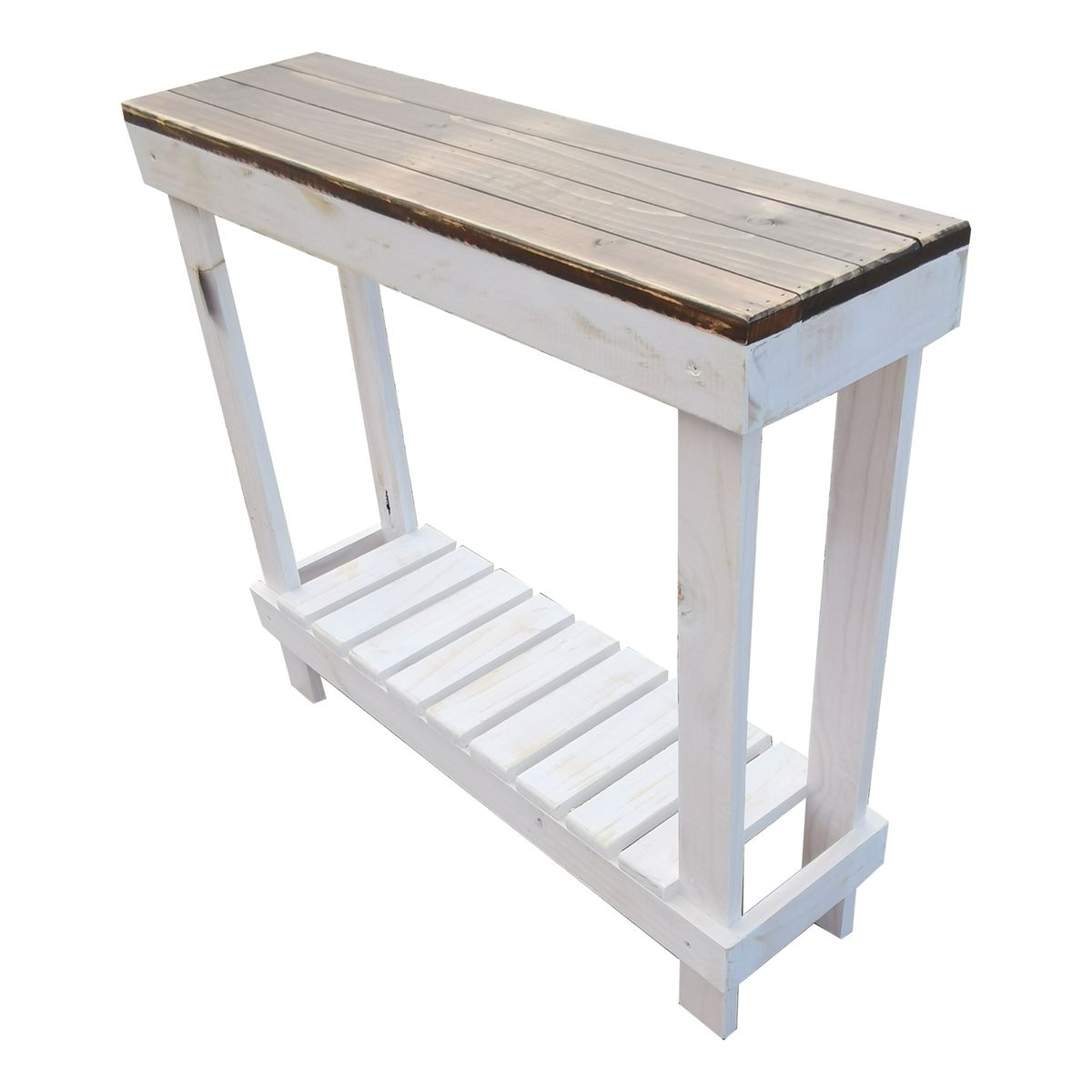 TAIKKEE - MESA DE ARRIMO RUSTICO CUBIERTA NOGAL DECAPADO