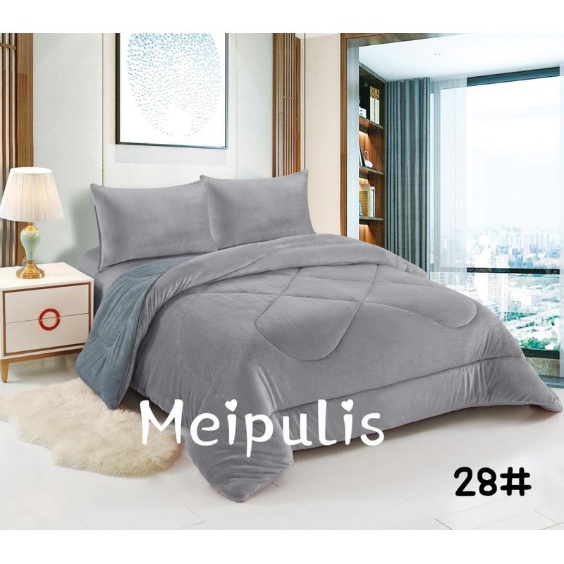 GENERICO - Cobertor de invierno pluhs con chiporros 2 plazas Gris