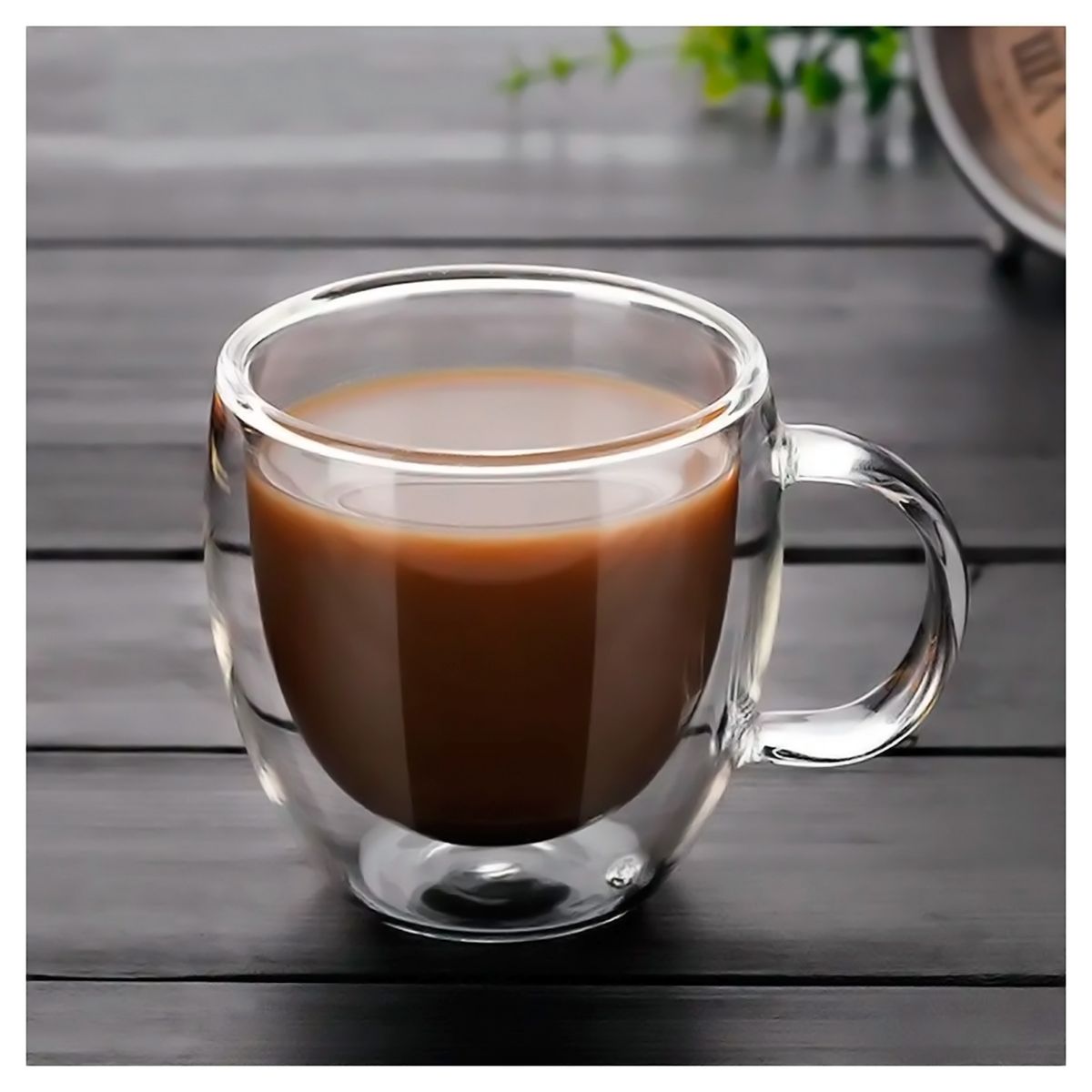 GENERICO - Tetera Vidrio Infusor + 4 Tazas Cafe Te Doble Pared Termico