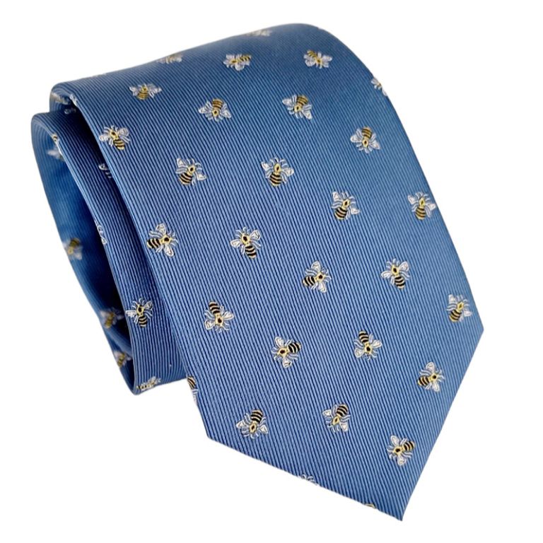 Corbata seda celeste Abejas Luciacorbatas Celeste TALLA UNICA
