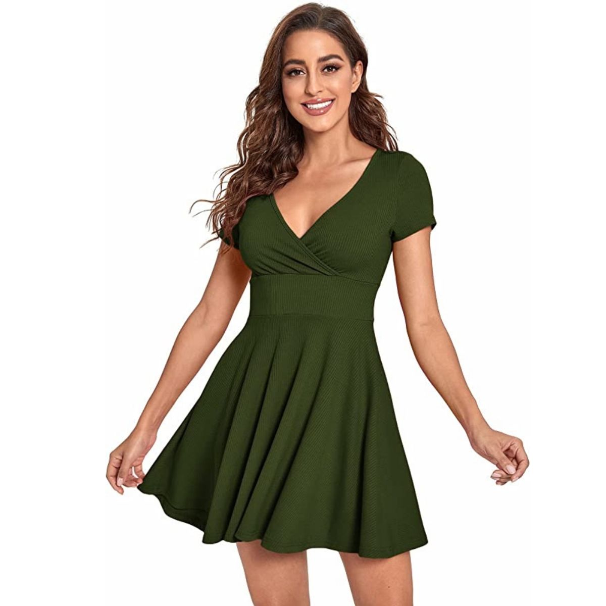 GENERICO - VESTIDO SEMI-ACAMAPANADO CORTO MANGA CORTA BLUSA CRUZADA