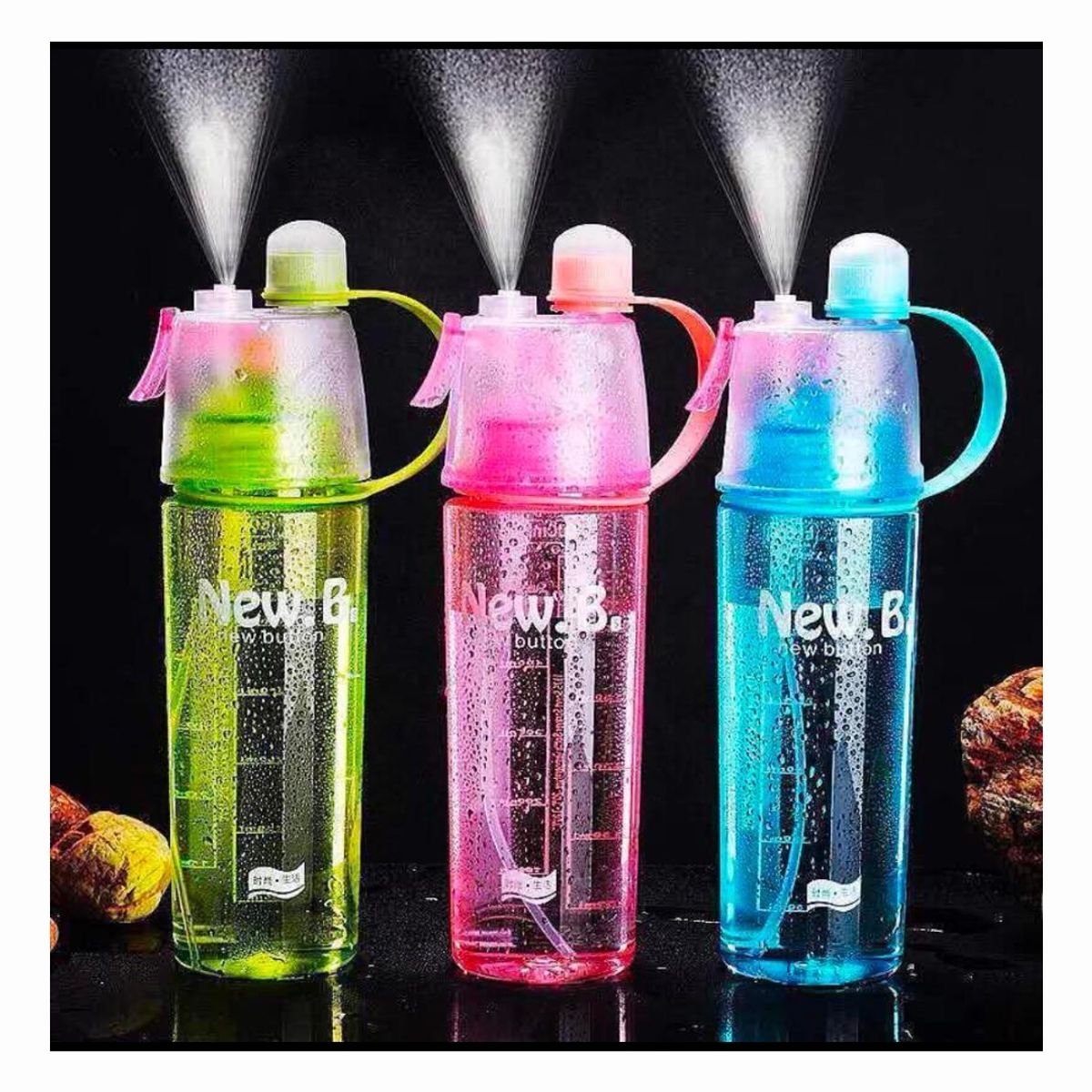 GENERICO - Botella De Agua 600ml Deportiva con Spray rosada