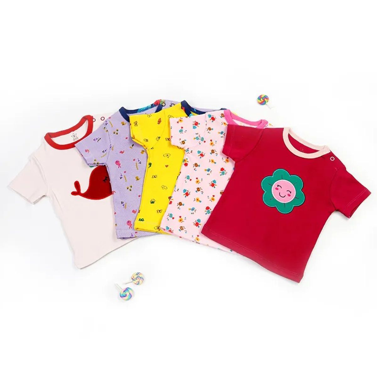 GENERICO - Conjunto 5 Piezas Ropa De Bebé 100% Algodón niña