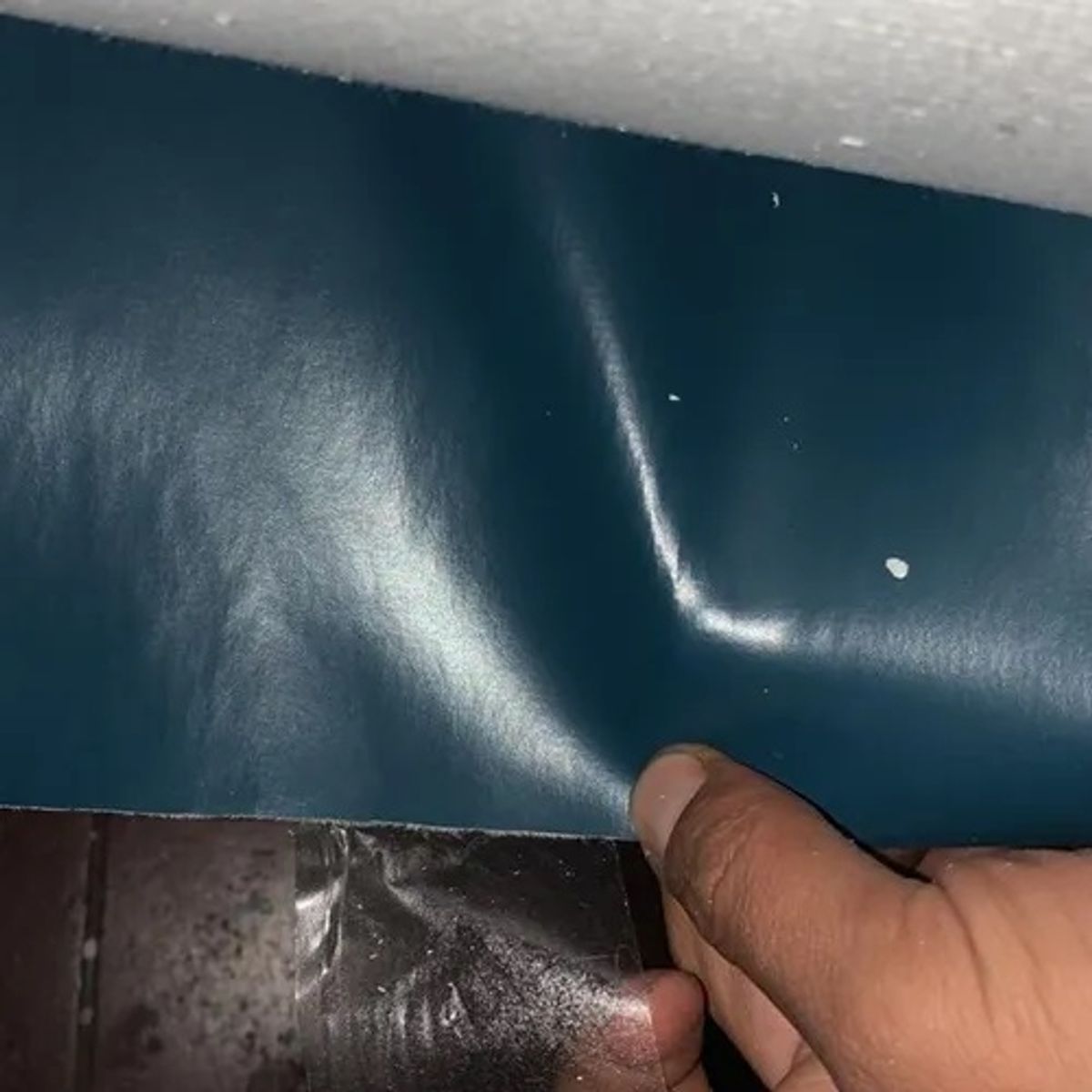 REHUCE - Tela cuerina PU por metro   Azul piedra