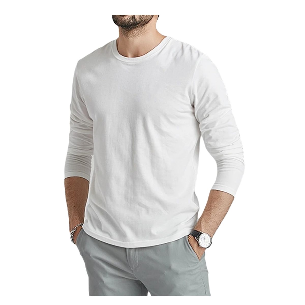 GARSIL - Polera Para Hombre Con Manga Larga - 100 Algodon - Camiseta