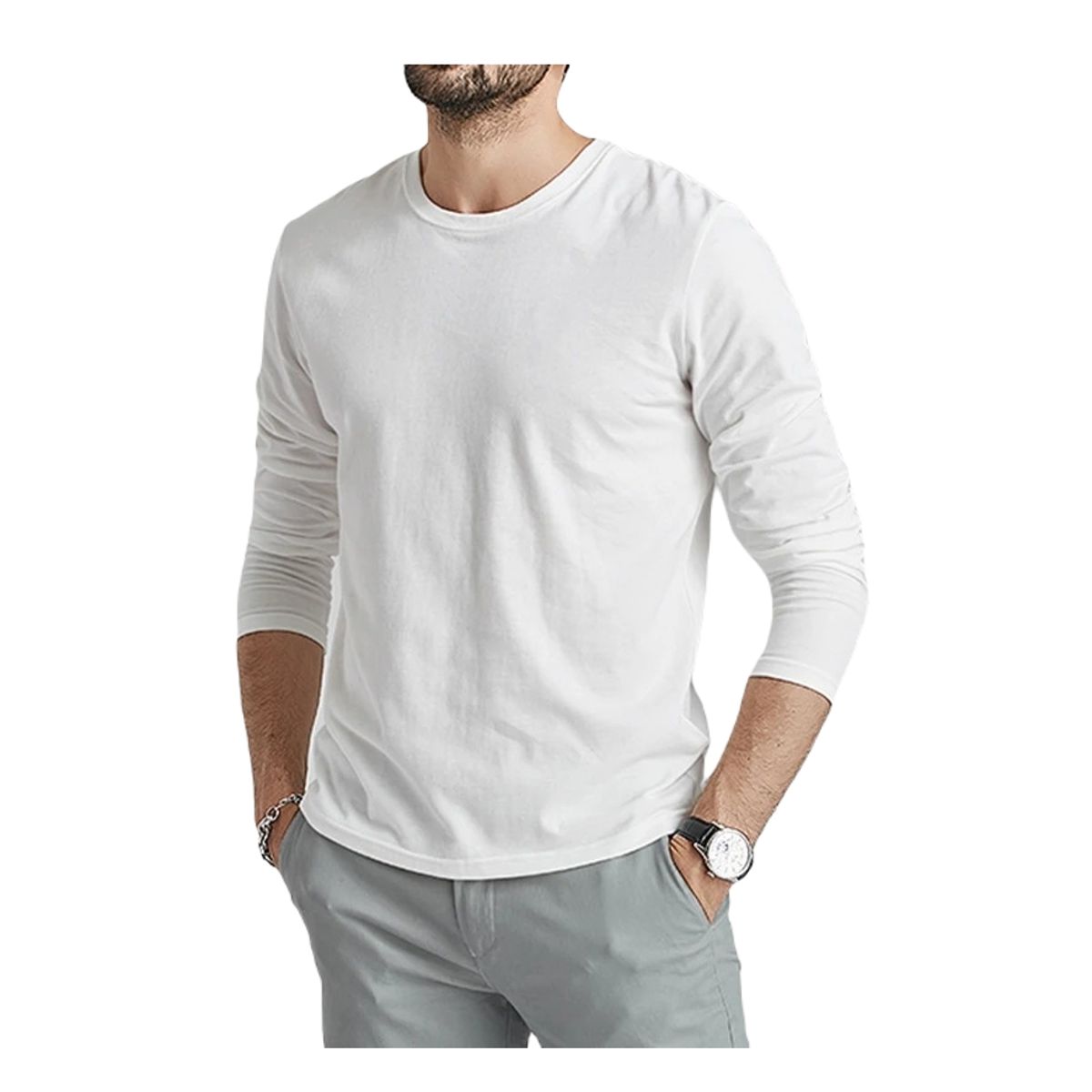 GARSIL - Polera Para Hombre Con Manga Larga - 100 Algodon - Camiseta