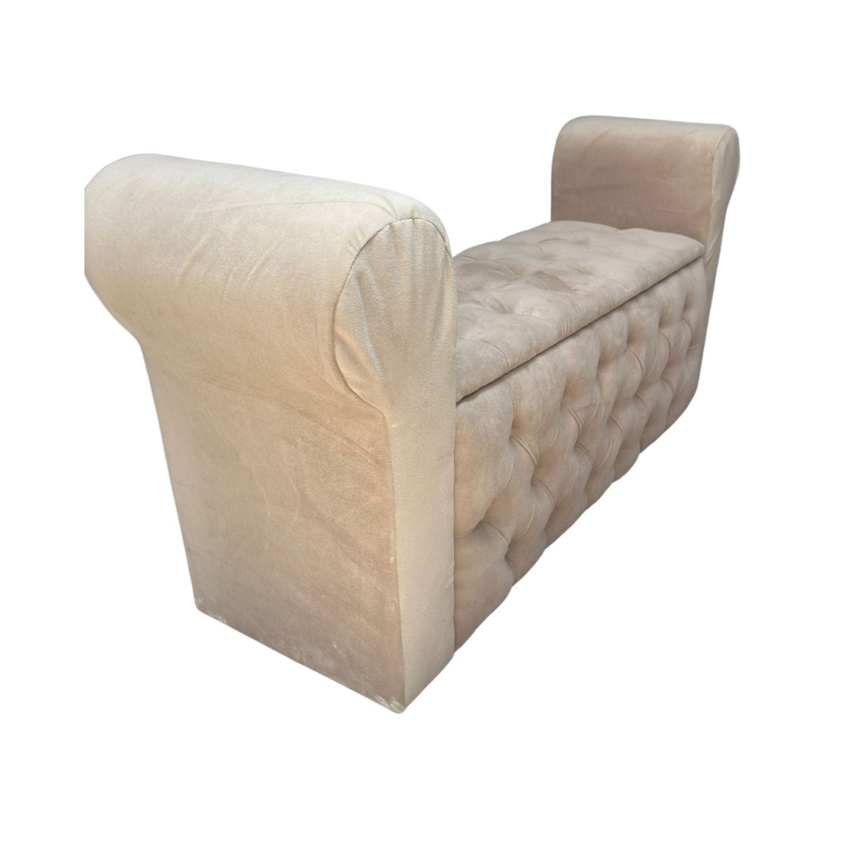 GENERICO - Banqueta Baúl Botone Con Brazos Beige Felpa Botone.