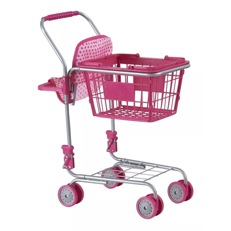 GENERICO - Carro supermercado metalico 2 en 1 con porta muñeca