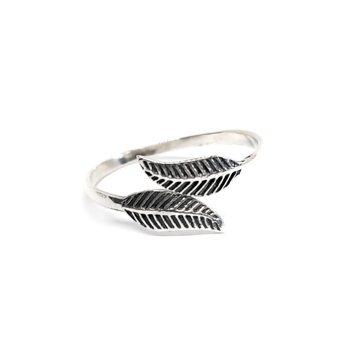COGGIOLA - Anillo 2 Hojas Plata Fina 925 Ajustable