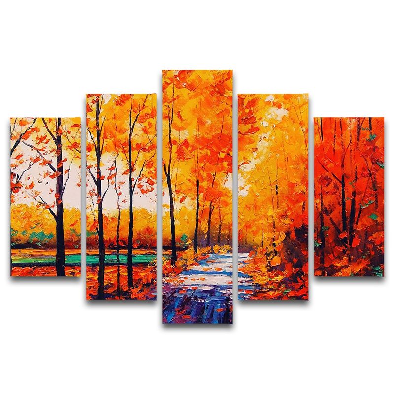 GENERICO - Cuadro 5 Piezas 110x80 Cm Paisaje Pintura - Nelestore