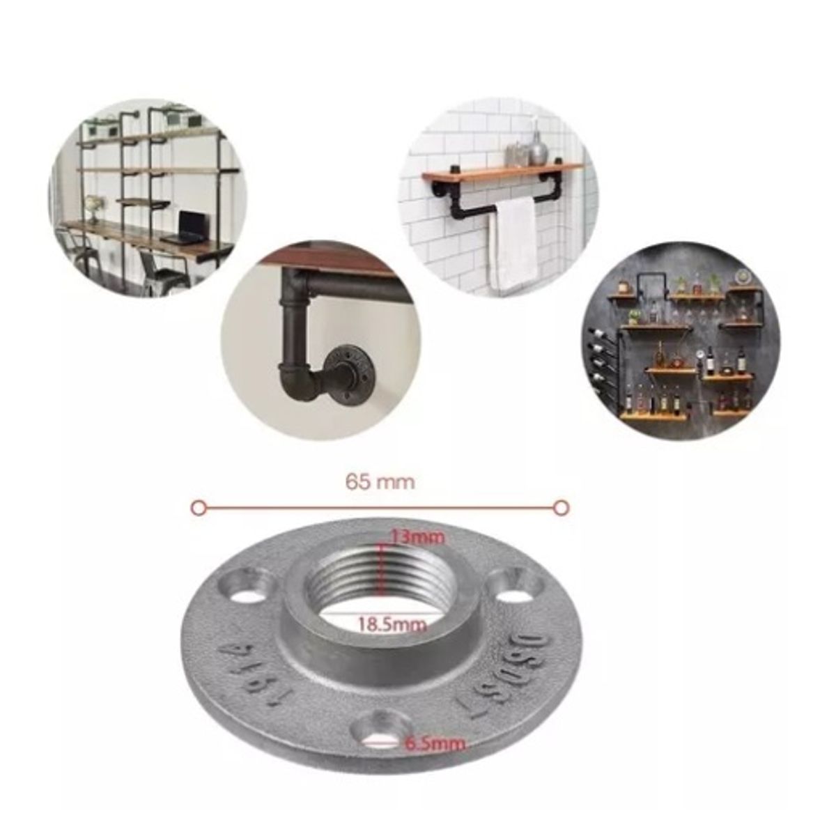 WW DESIGN - Set 4 Bridas de Hierro Fundido 1/2″ – Anclajes Decorativos y Fuertes