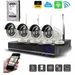 ARTIHOGAR - Kit 4 Camara de Seguridad FHD Inalambricas 2MP con Disco Duro 1 Terabyte 1080P