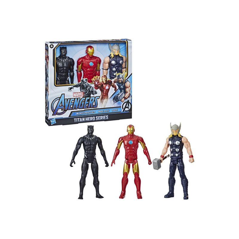 HASBRO - Pack 3 Figuras Titan Hero Black Panther Ironman Thor Hasbro