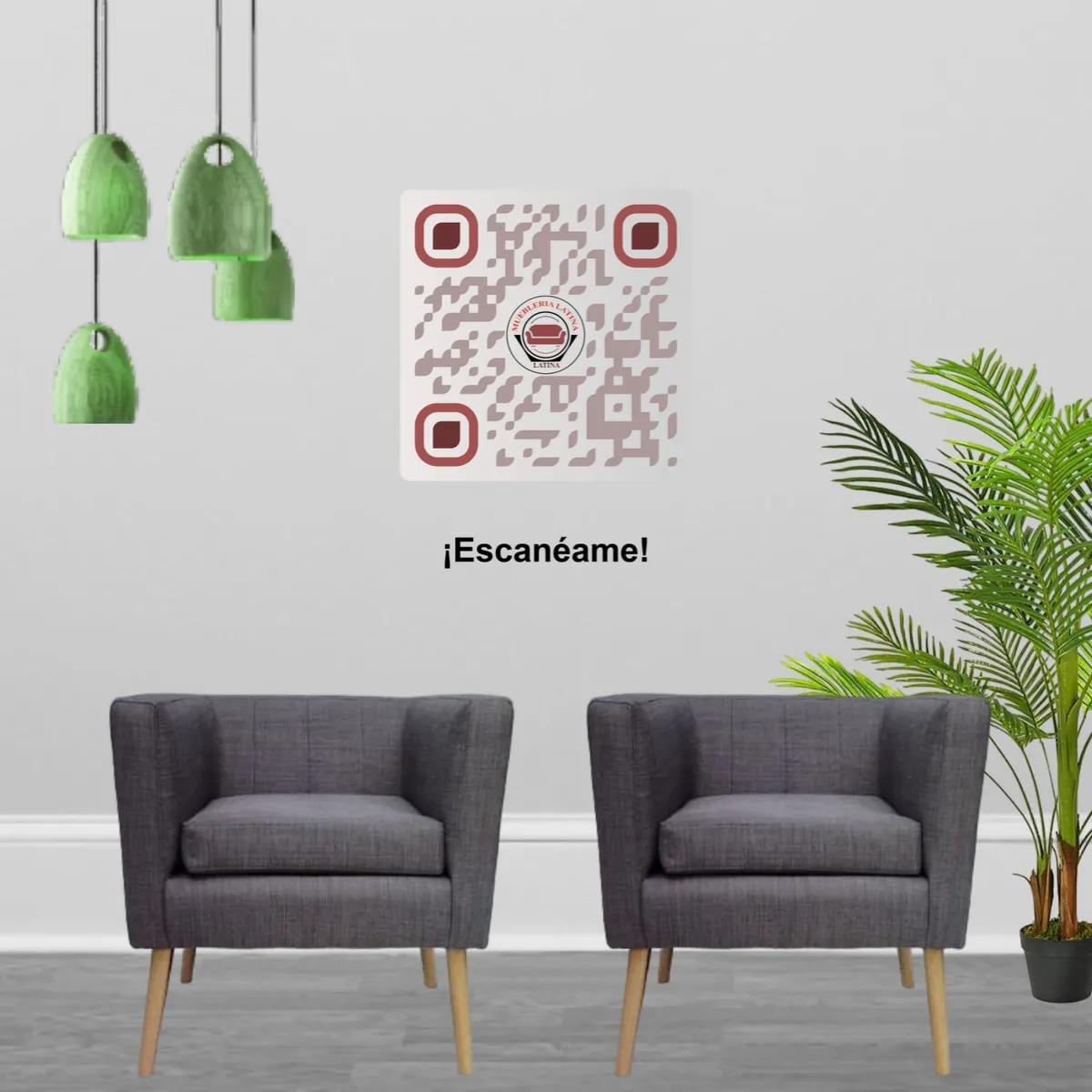 MUEBLERIA LATINA - PACK 2 POLTRONA BORLANGE CUBO LINO GRIS CLARO